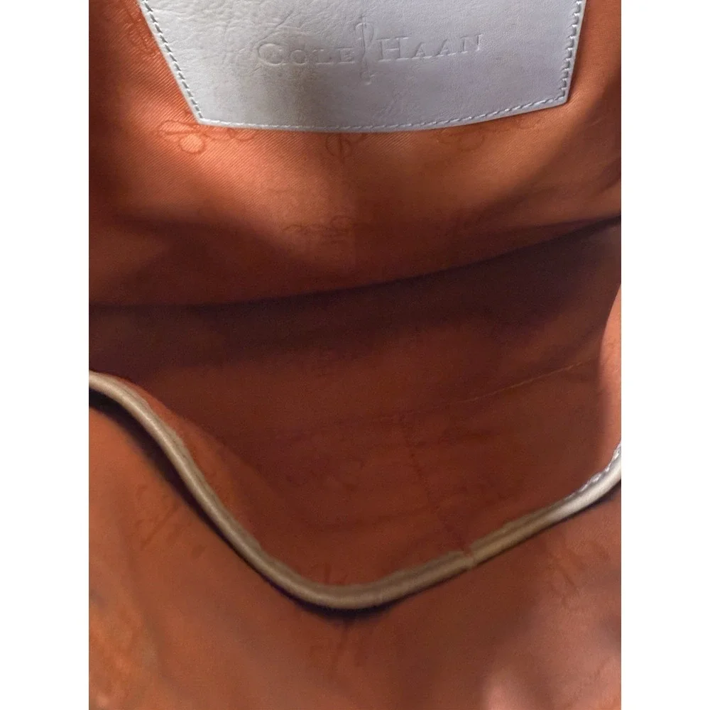 Cole Haan Leather Shoulder Bag Taupe Hobo Purse Braided Strap Slouchy